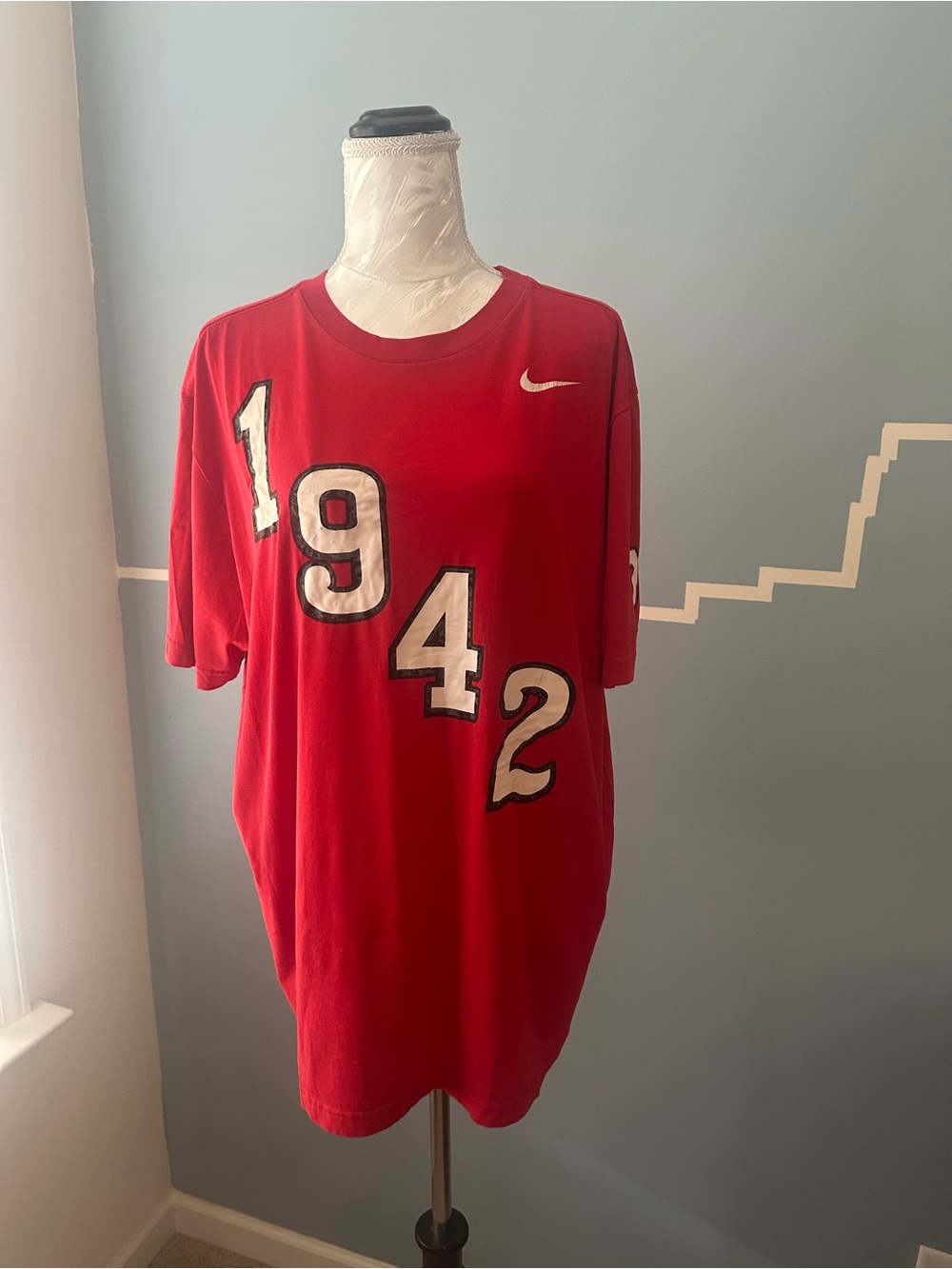 Nike Red Crewneck Tee with White '1942' Ohio State